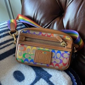 Academy Crossbody In Rainbow Signature Canvas